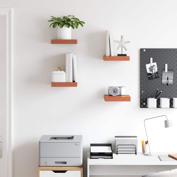 vidaXL Vegghylle Veggmontert 4 pcs R&oslash;d 23 x 23,5 x 4 cm Konstruert tre