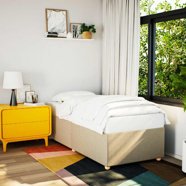 vidaXL Sengeramme kremhvit 100x200 cm stoff