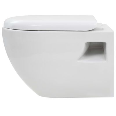 vidaXL Toalett i hvit keramikk veggmontert