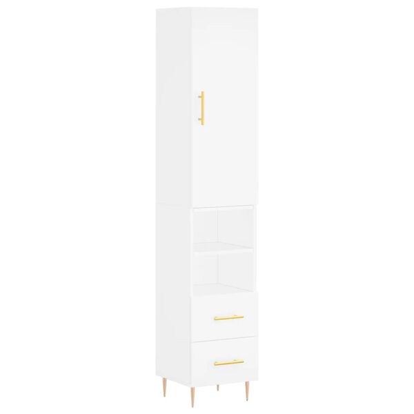 vidaXL Highboard hvit 34,5x34x180 cm konstruert tre