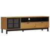 vidaXL TV-benk med glassd&oslash;r FLAM 158x40x50 cm heltre furu
