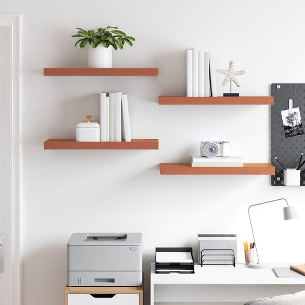 vidaXL Vegghylle Veggmontert 4 pcs R&oslash;d 60 x 23 x 4 cm Konstruert tre