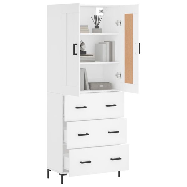 vidaXL Highboard hvit 69,5x34x180 cm konstruert tre