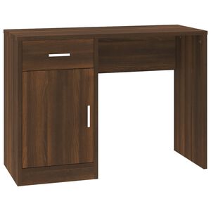 vidaXL Skrivebord skuff og skap brun eik 100x40x73 cm konstruert tre
