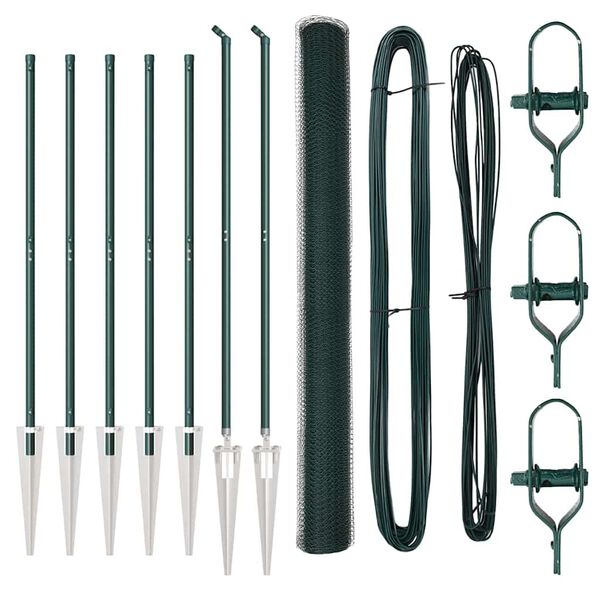 vidaXL Gjerdep&aring;le gr&oslash;nn 10 x 1,6 m (25 mm mesh) St&aring;l og PVC