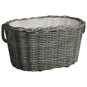 vidaXL Vedkurv med b&aelig;reh&aring;ndtak 59x42x28 cm gr&aring; selje