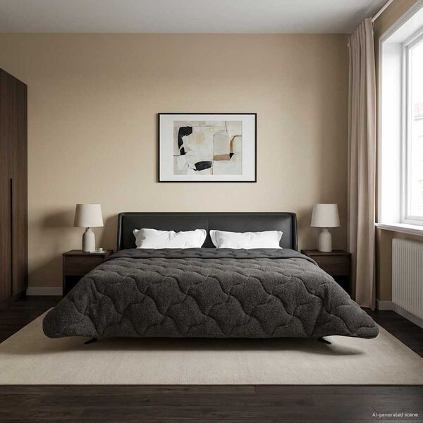 vidaXL Full &aring;r dyne Antrasitt 200 x 220 cm Mikrofiber og Teddy fleece