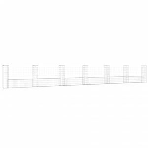 vidaXL Gabionkurv u-formet med 7 stolper jern 740x20x100 cm