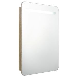 vidaXL LED-speilskap til bad eik 60x11x80 cm
