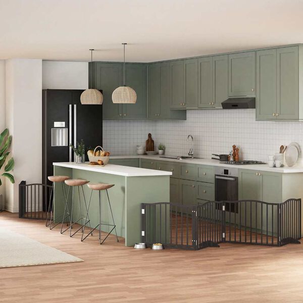 vidaXL Hundeport sammenleggbar 6 paneler svart 480 cm poppeltre