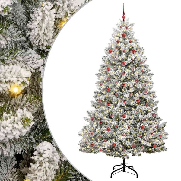 vidaXL Kunstig juletre med 300 LED Gr&oslash;nn og hvit 240 cm PVC og metall