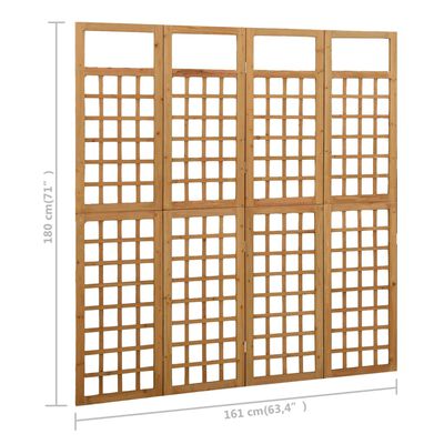 vidaXL Romdeler/espalier 4 paneler heltre gran 161x180 cm