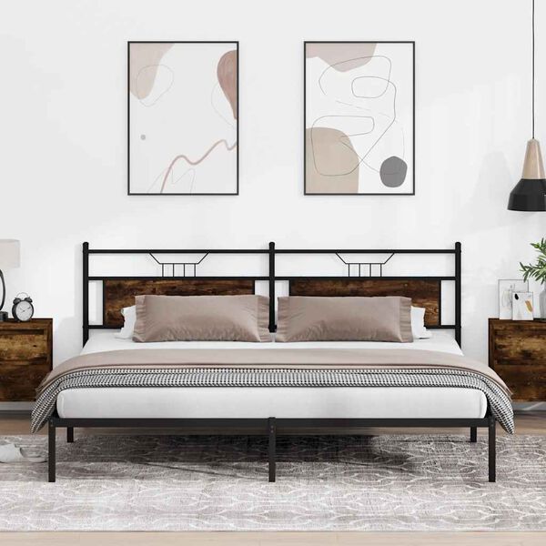 vidaXL Sengeramme uten madrass r&oslash;kt eik 193x201 cm konstruert tre