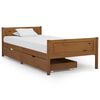 vidaXL Sengeramme med 2 skuffer honningbrun heltre furu 90x200 cm