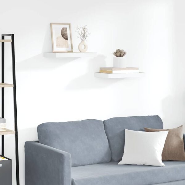 vidaXL Flytende vegghyller 2 stk eik og hvit 40x23,5x3,8 cm MDF