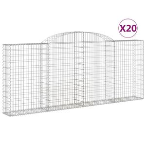 vidaXL Gabionkurver buede 20 stk 300x30x120/140 cm galvanisert jern