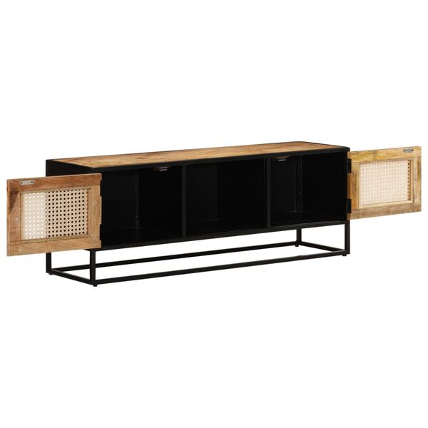 vidaXL TV-benk 110x30x40 cm grovt heltre mangotre og jern