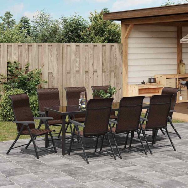 vidaXL Hage Spisegruppe 9 pcs Brun Poly rattan