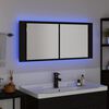 vidaXL LED Speilskap med d&oslash;r Svart Eik 100 x 12 x 45 cm Konstruert tre