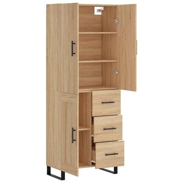vidaXL Highboard sonoma eik 69,5x34x180 cm konstruert tre