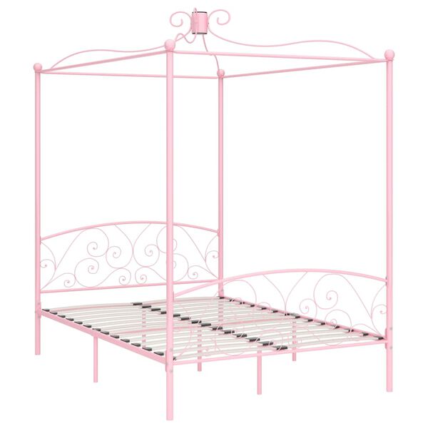 vidaXL Himmelsengeramme rosa metall 140x200 cm