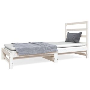 vidaXL Uttrekkbar dagseng hvit 2x(90x190) cm heltre furu