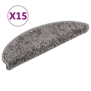 vidaXL Trappematter 15 stk 56x17x3 cm gr&aring; halvrund