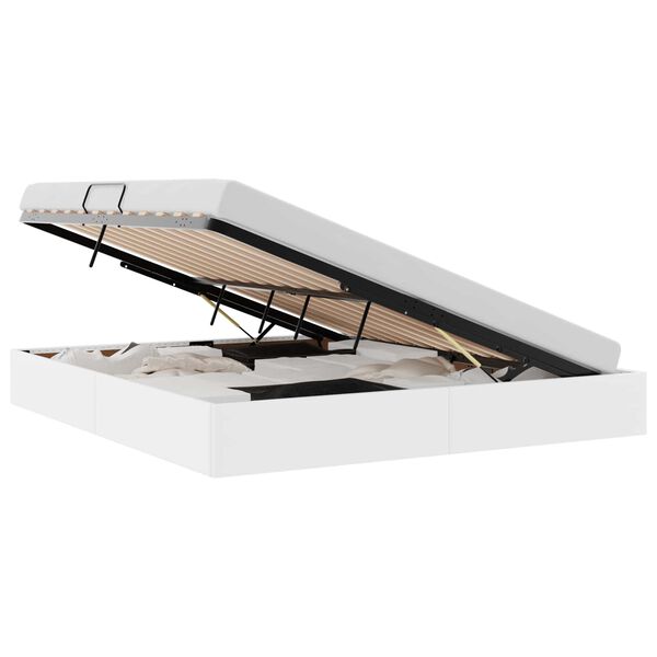 vidaXL Seng med Oppbevaring med madrass Ren Hvit 180 x 200 cm Kunstl&aelig;r