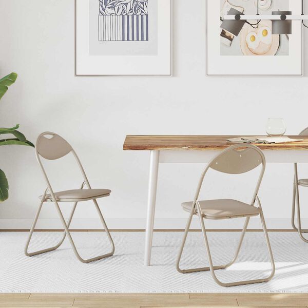 vidaXL Sammenleggbart stol 2 pcs sand 48 x 43,5 x 81 cm Kunstl&aelig;r