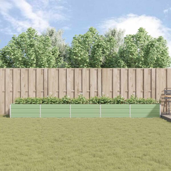 vidaXL Plantekassed Pastellgr&oslash;nn 195 x 100 x 45 cm Galvanisert St&aring;l