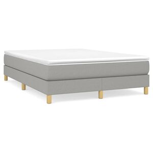 vidaXL Boxspring-sengeramme lysegr&aring; 135x190 cm Double stoff