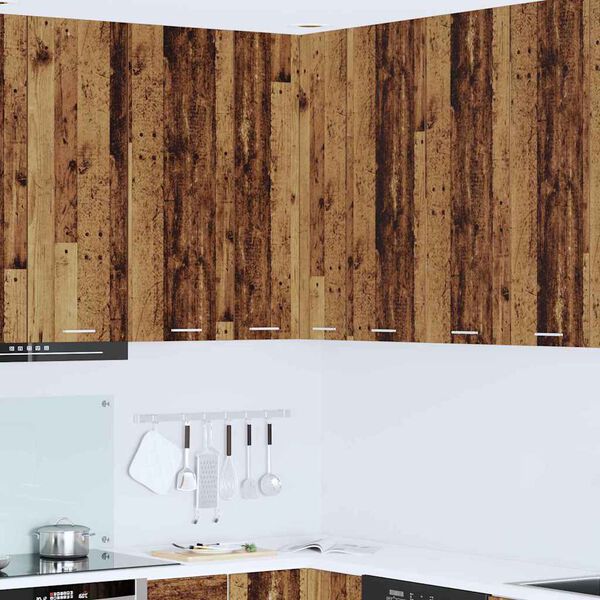 vidaXL Hengende skap med d&oslash;r Gammel treverk og hvit 57 x 57 x 100 cm