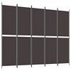 vidaXL Romdeler 5 paneler brun 250x200 cm stoff
