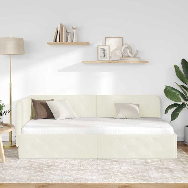 vidaXL Hj&oslash;rnesengramme med hodegjerde Krem 100 x 200 cm Fl&oslash;yel