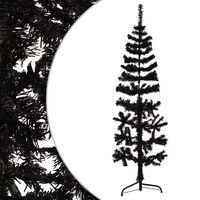 vidaXL Kunstig halvt juletre med stativ slankt svart 120 cm