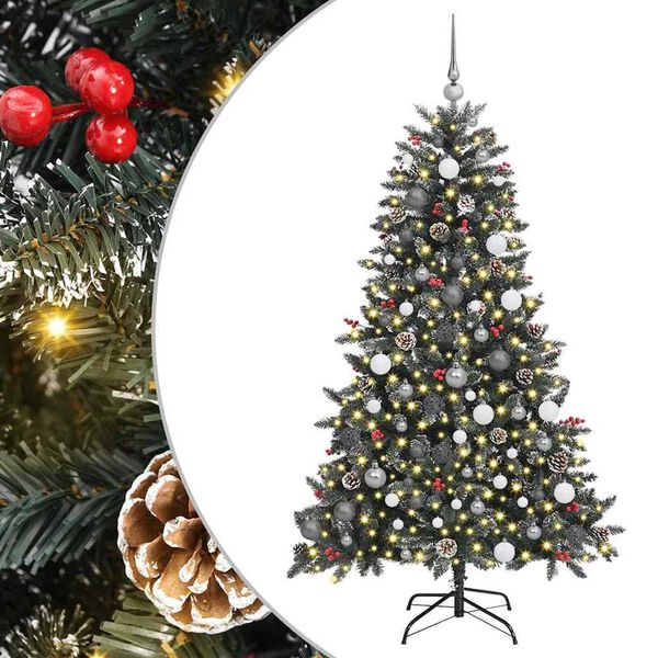vidaXL Kunstig juletre med 300 LED gr&oslash;nn 180 cm PVC og plast og st&aring;l