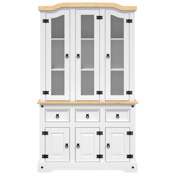 vidaXL Highboard Corona hvit 112x43x196 cm heltre meksikansk furu