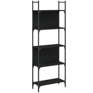 vidaXL Bokhylle 5 etasjer svart 60,5x24x166,5 cm konstruert tre