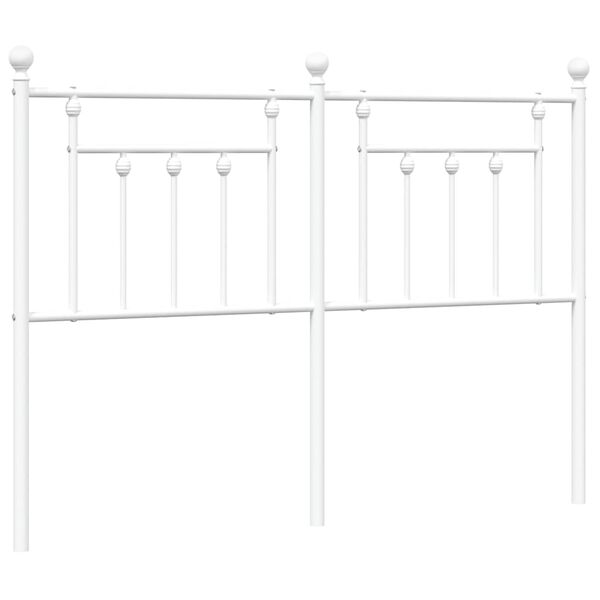 vidaXL Sengegavl i metall hvit 135 cm