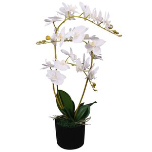 vidaXL Kunstig orkid&egrave; med potte 65 cm hvit