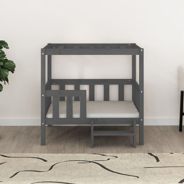 vidaXL Hundeseng gr&aring; 95,5x73,5x90 cm heltre furu