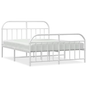 vidaXL Sengeramme i metall med hode- og fotgavl hvit 183x213 cm