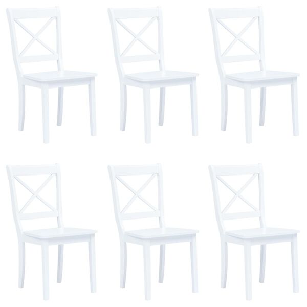 vidaXL Spisestoler 6 stk hvit heltre gummitre