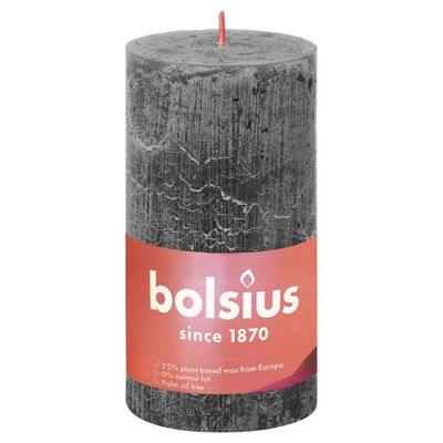 Bolsius Rustikke søylelys Shine 4 stk 130x68 mm stormende grå