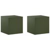 vidaXL Planteholder 2 pcs Olivengr&oslash;nn 40 x 40 x 40 cm St&aring;l