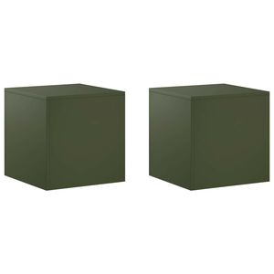 vidaXL Planteholder 2 pcs Olivengr&oslash;nn 40 x 40 x 40 cm St&aring;l