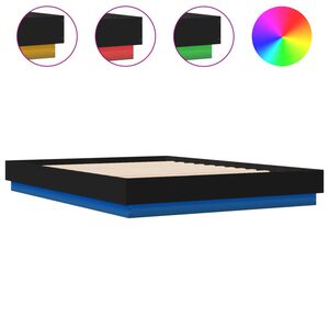 vidaXL Sengeramme med LED uten Madrass Sort 150x200 cm