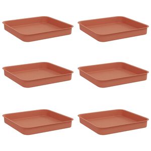 vidaXL Firkantet Blomsterbrett 6 stk. Klinker R&oslash;d 15 x 15 x 2 cm Plast