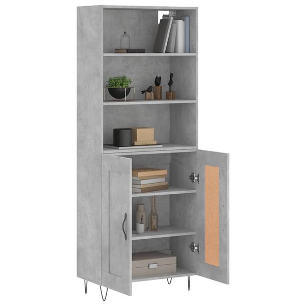 vidaXL Highboard betonggr&aring; 69,5x34x180 cm konstruert tre