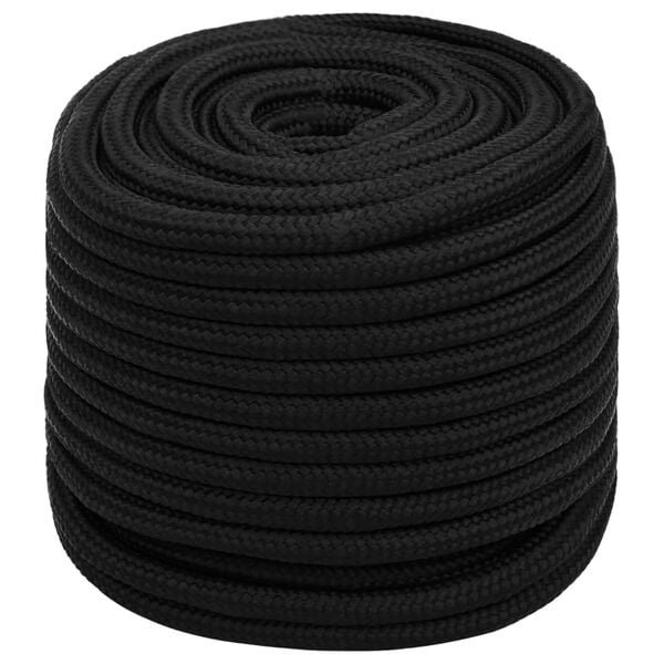 vidaXL Arbeidstau svart 18 mm 100 m polyester